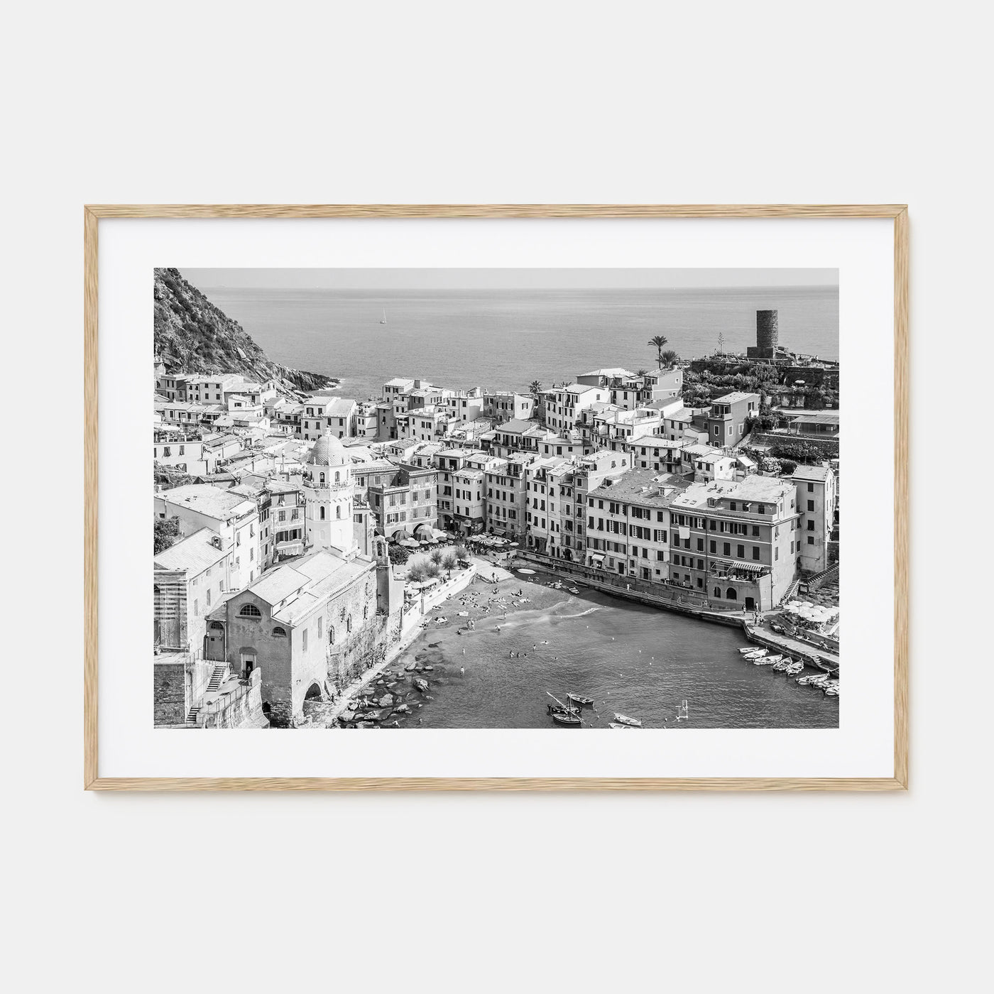 Cinque Terre Landscape B&W Poster