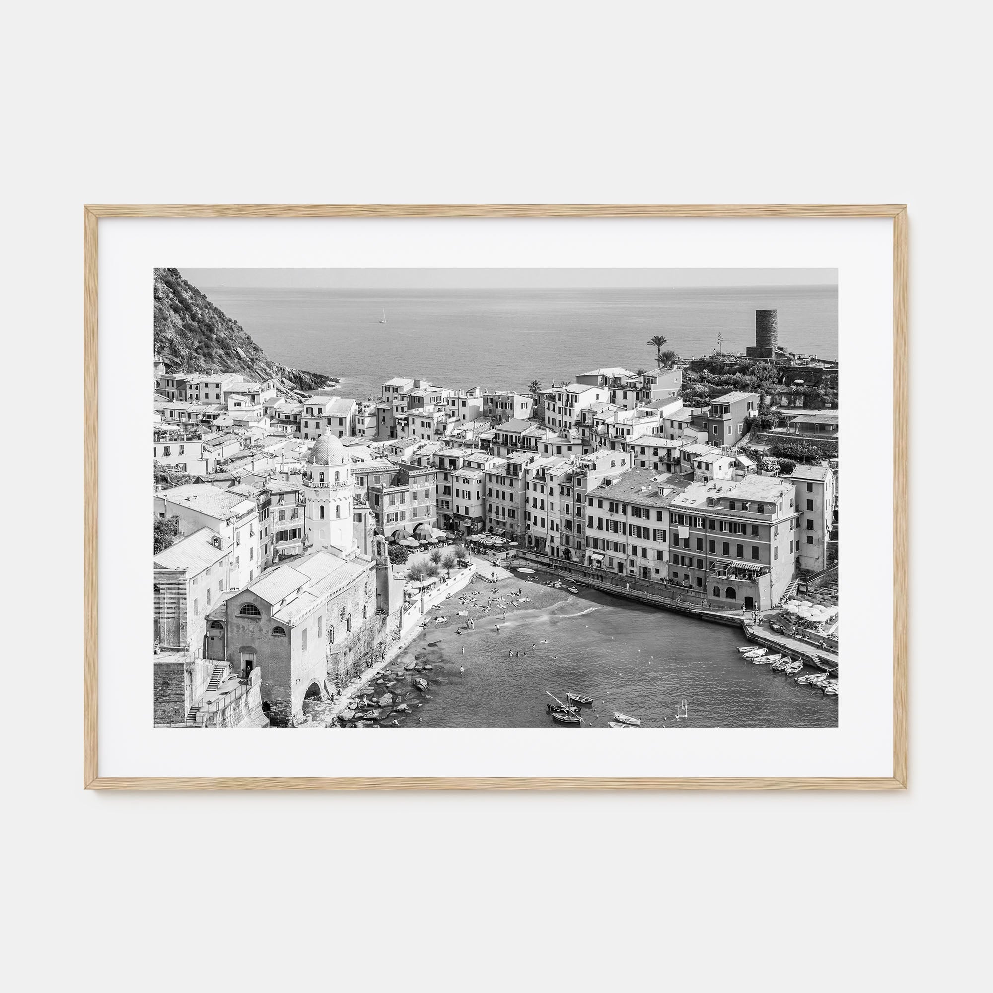 Cinque Terre Landscape B&W Poster