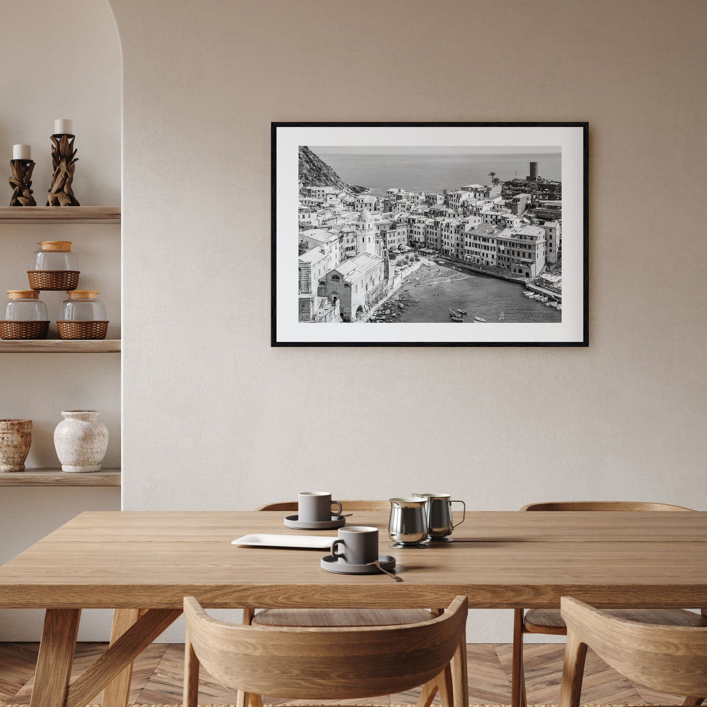 Cinque Terre Landscape B&W Poster