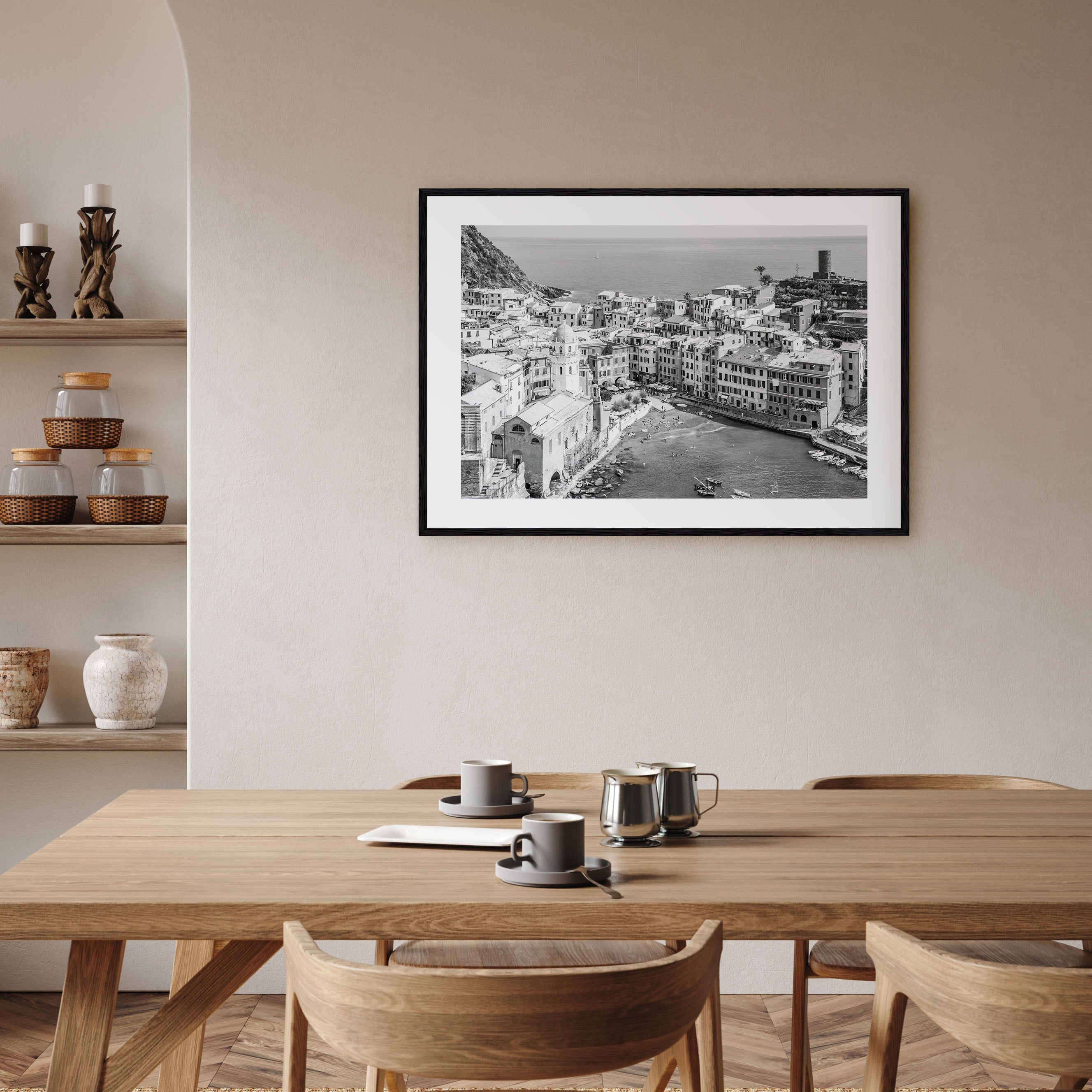 Cinque Terre Landscape B&W Poster