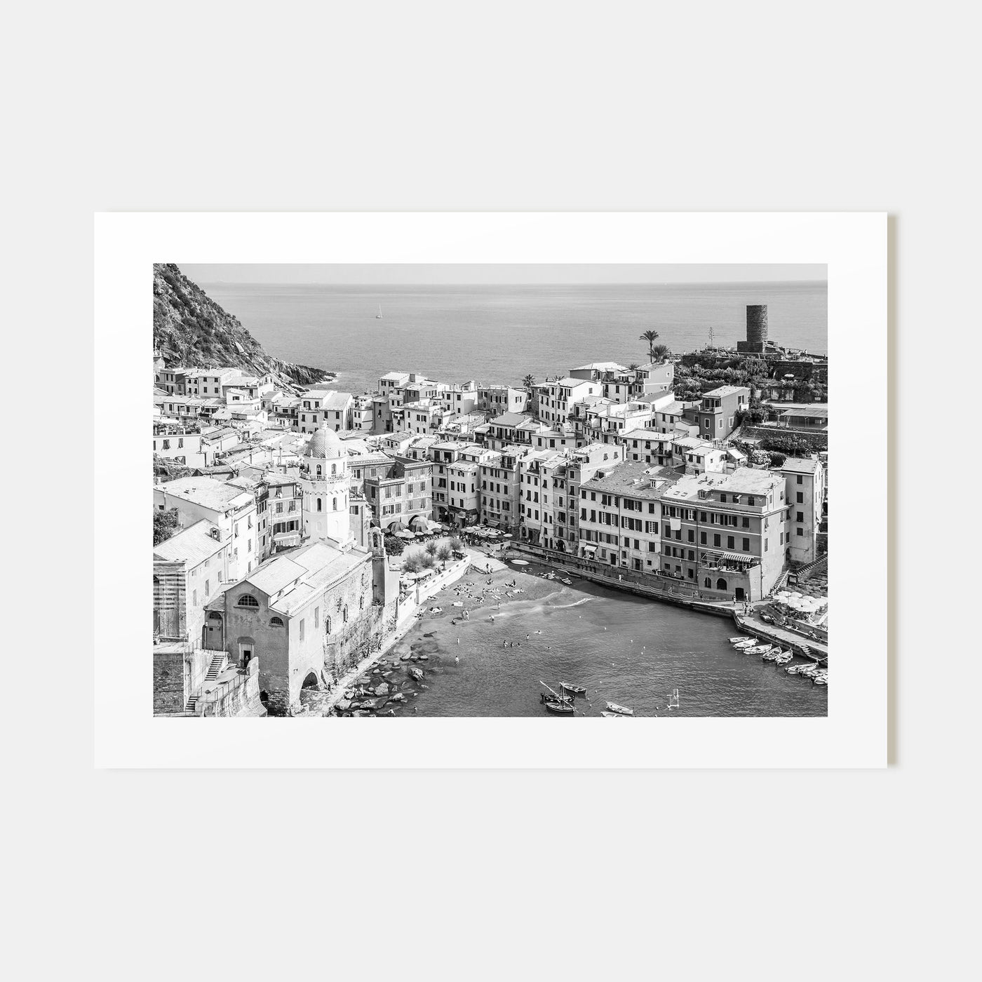 Cinque Terre Landscape B&W Poster
