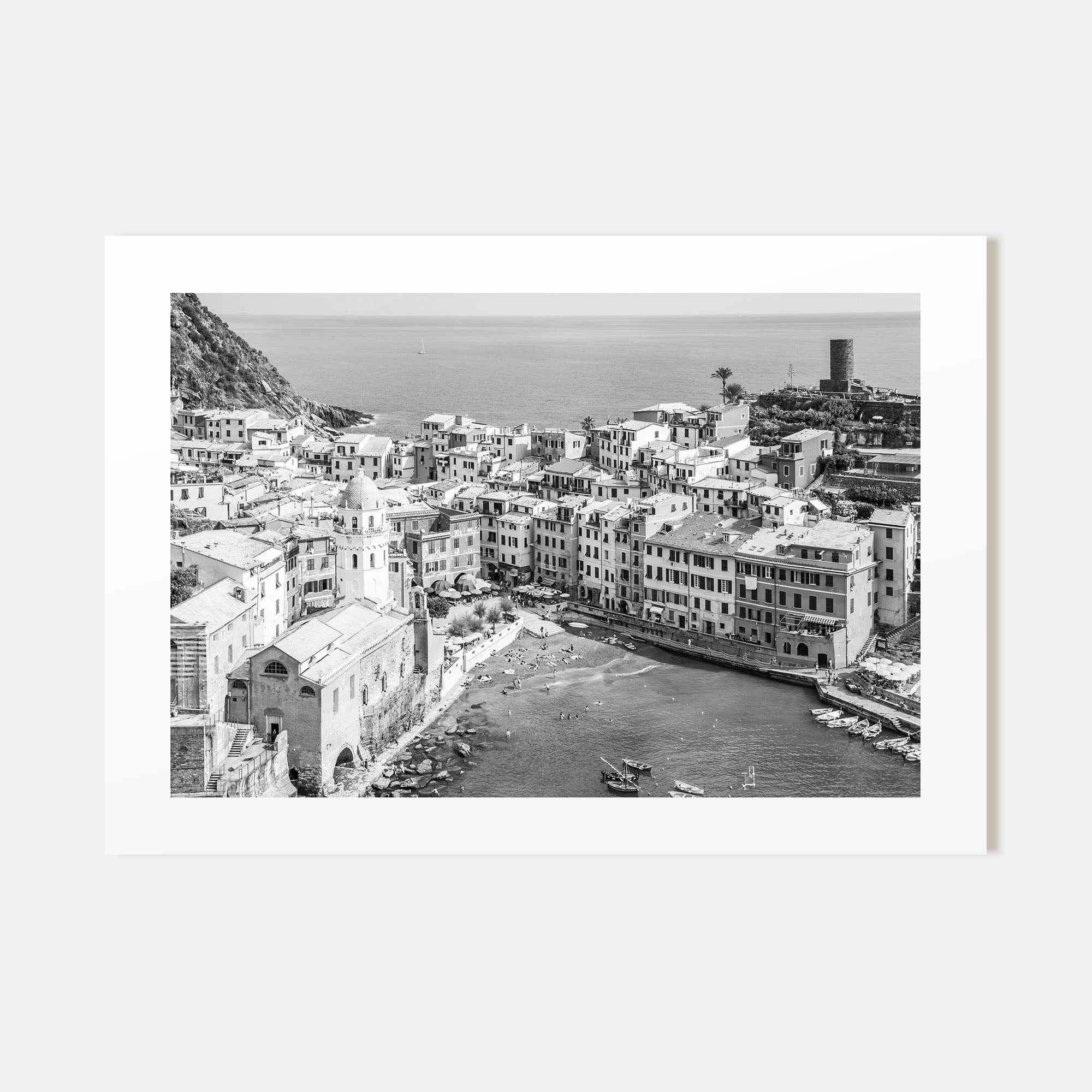 Cinque Terre Landscape B&W Poster