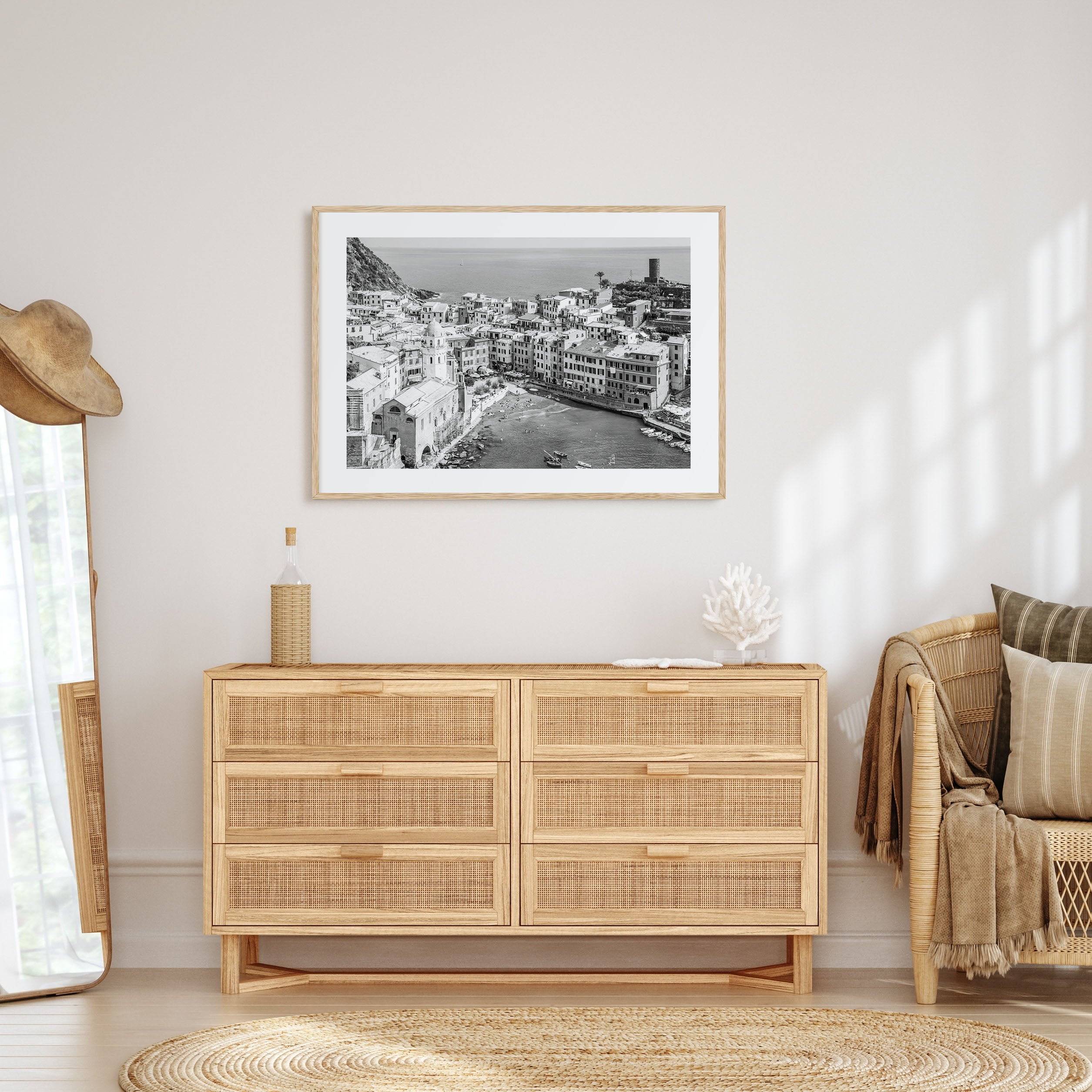 Cinque Terre Landscape B&W Poster