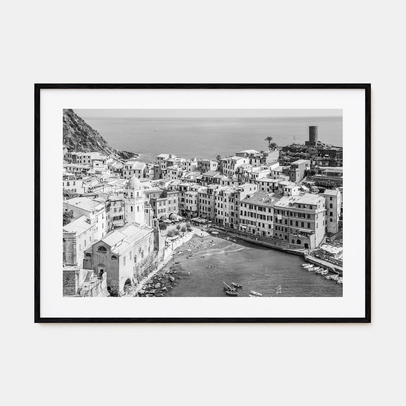 Cinque Terre Landscape B&W Poster
