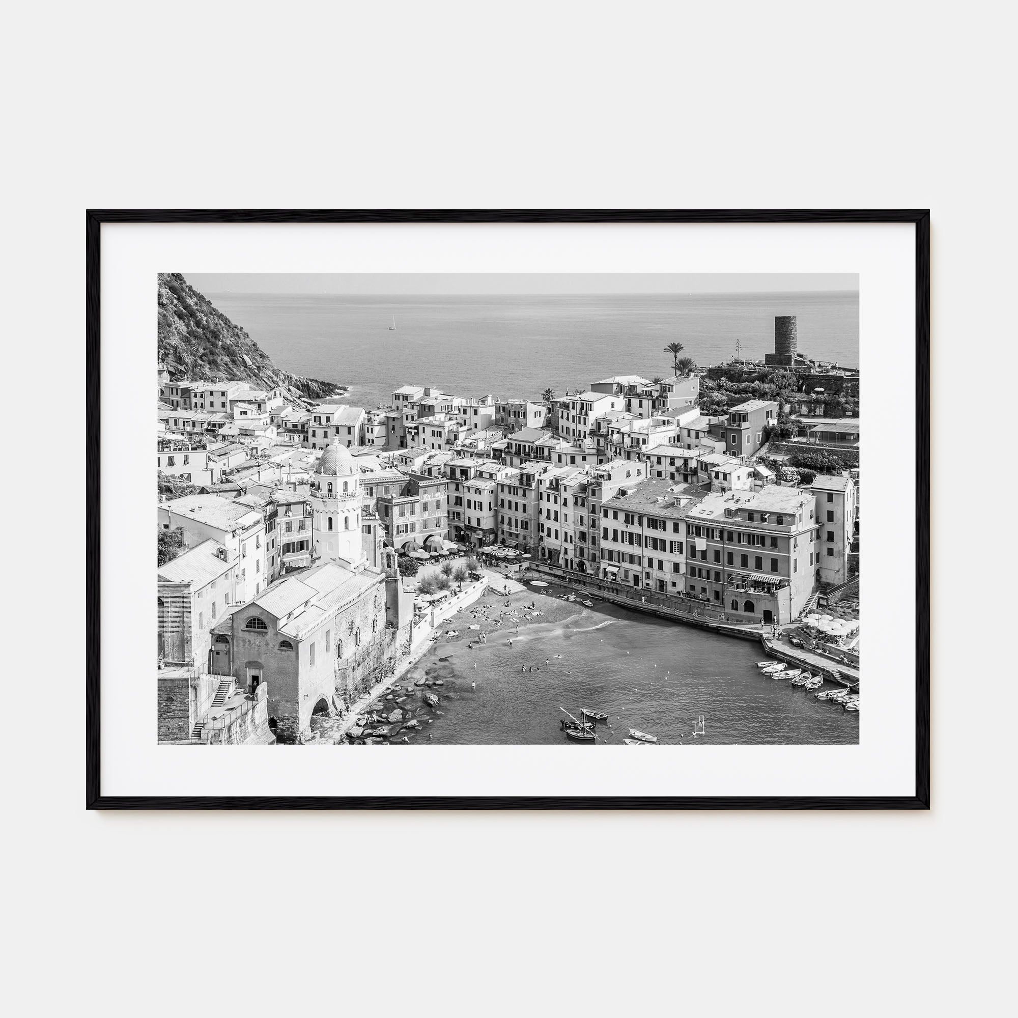 Cinque Terre Landscape B&W Poster