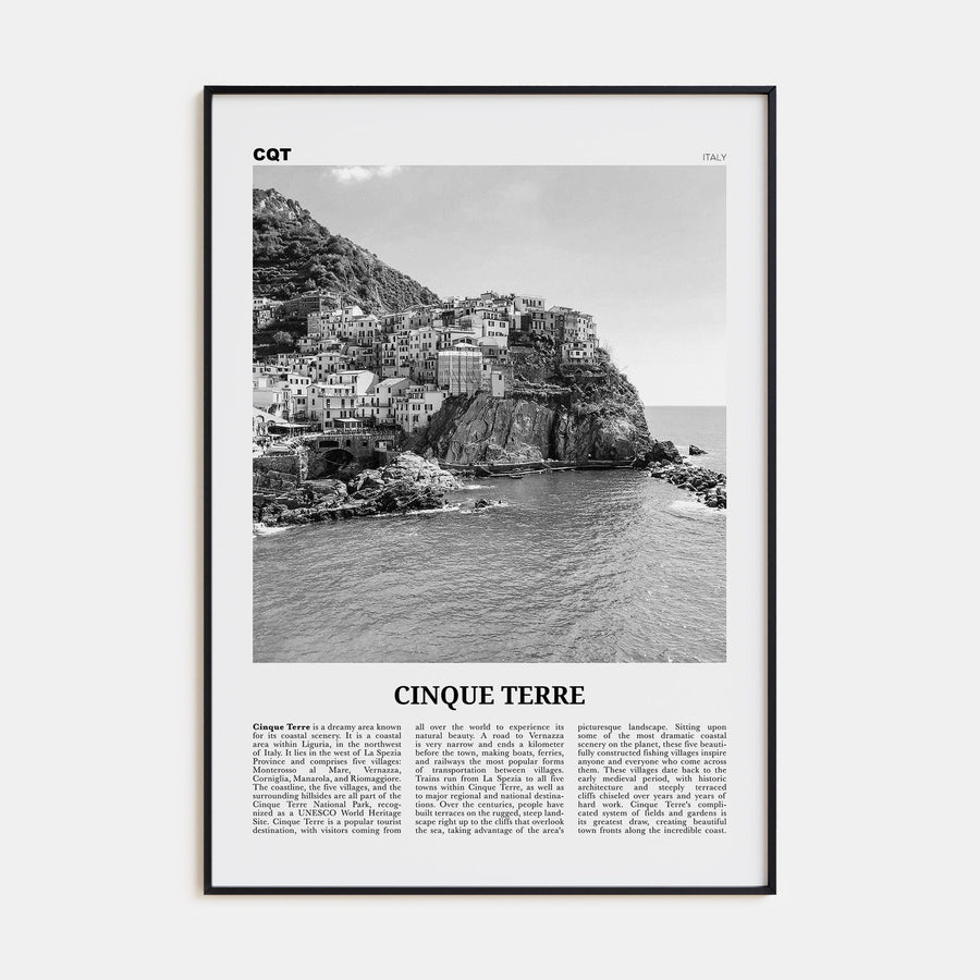 Cinque Terre Travel B&W No 1 Poster