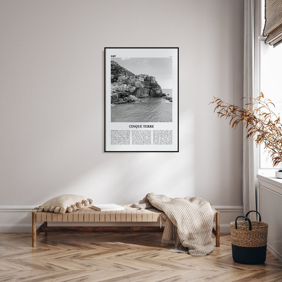 Cinque Terre Travel B&W No 1 Poster