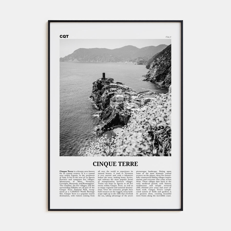Cinque Terre Travel B&W No 2 Poster