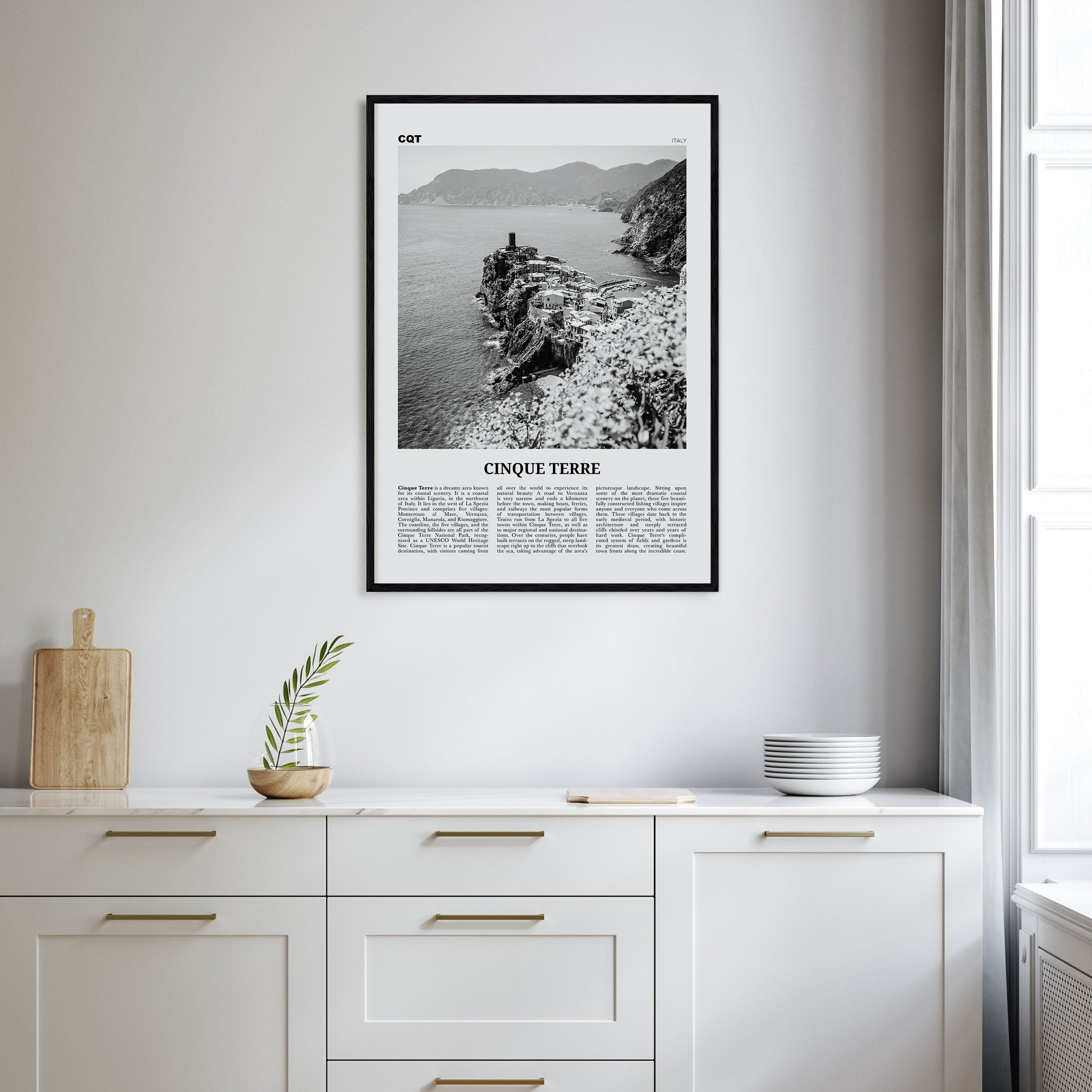 Cinque Terre Travel B&W No 2 Poster