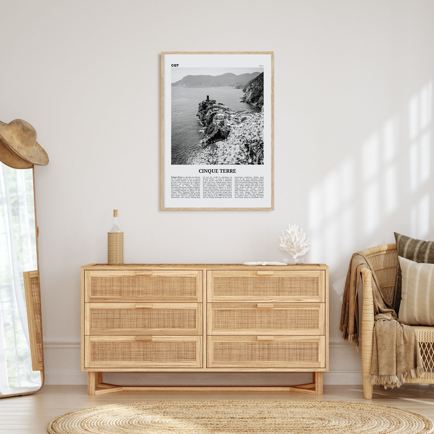 Cinque Terre Travel B&W No 2 Poster