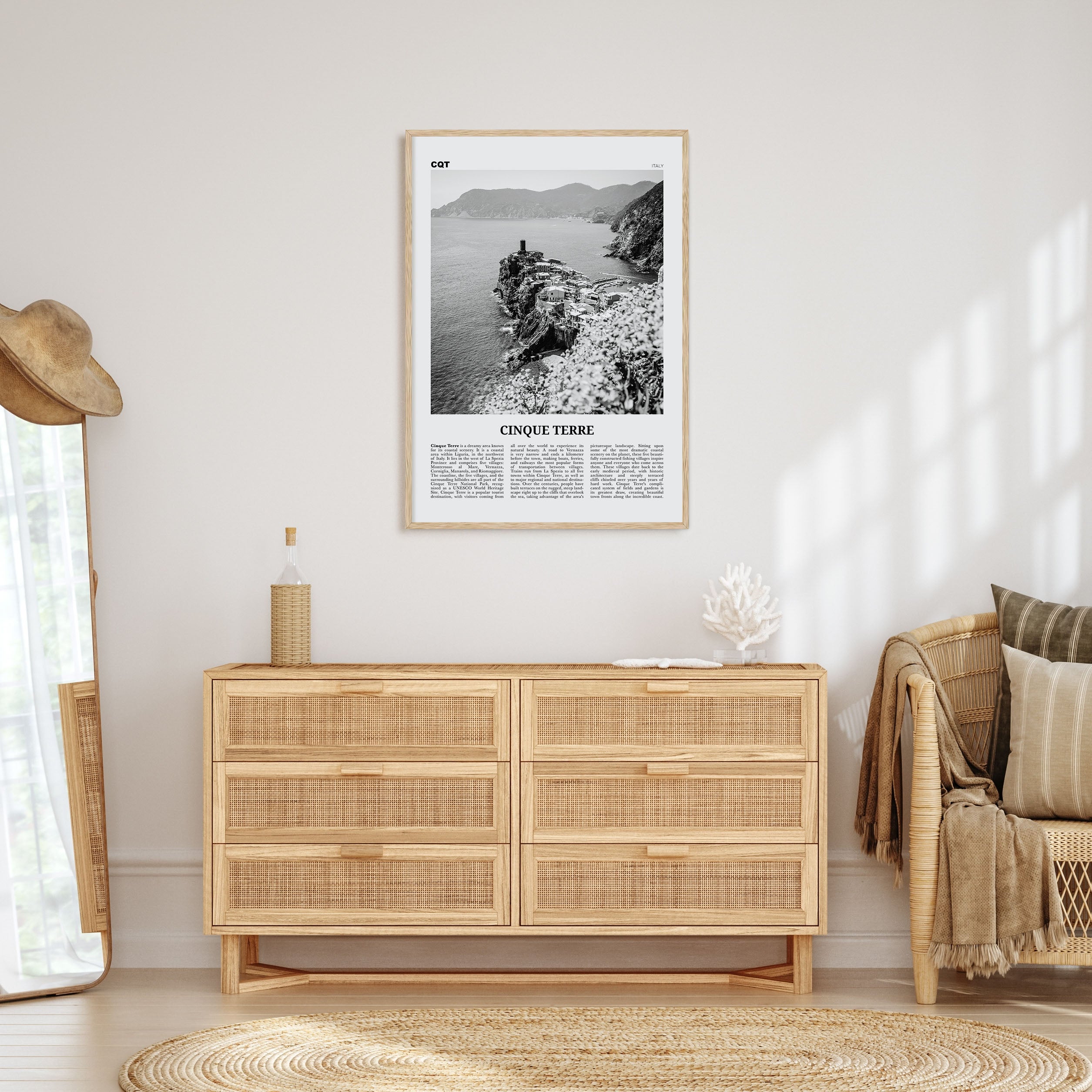 Cinque Terre Travel B&W No 2 Poster