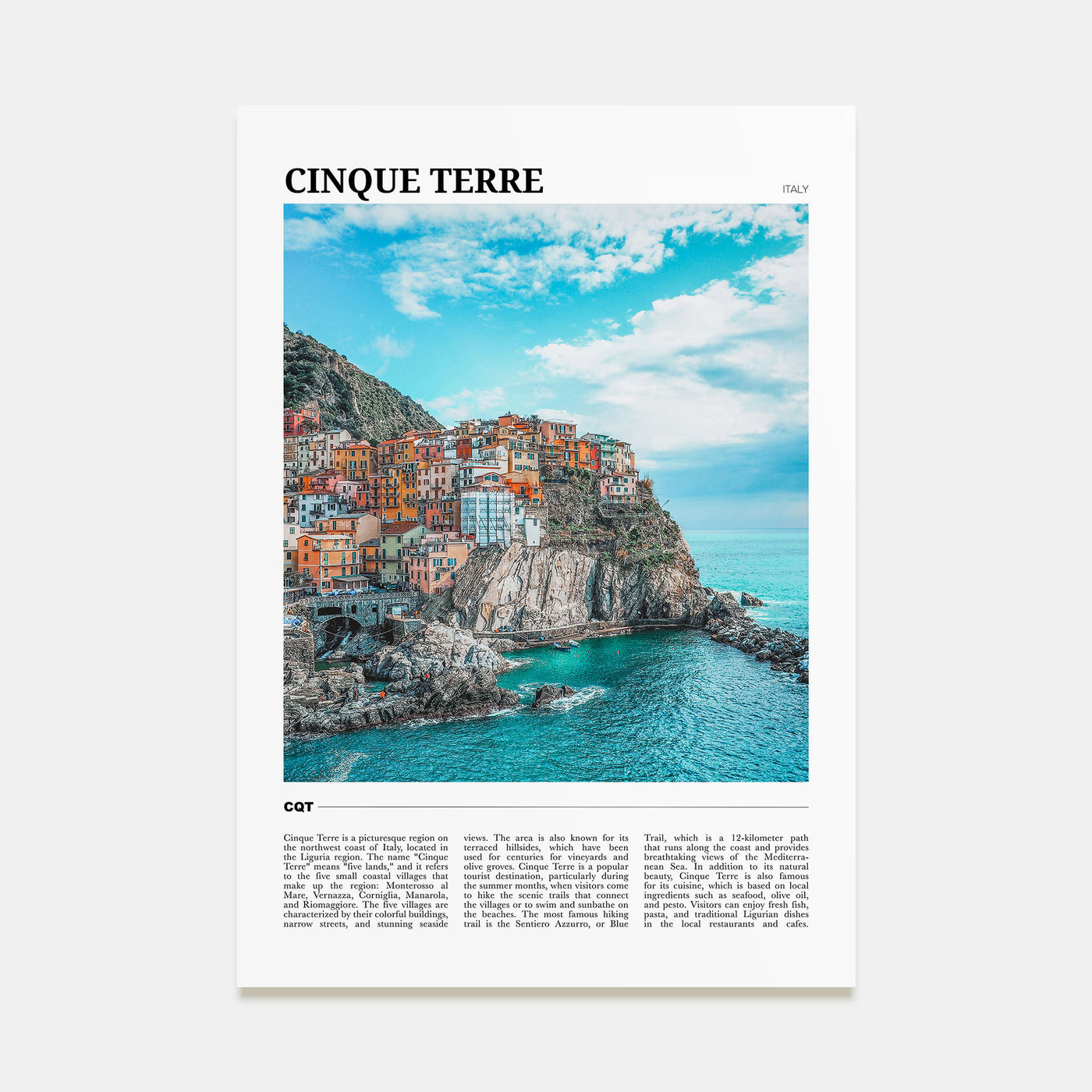 Cinque Terre Travel Color Poster