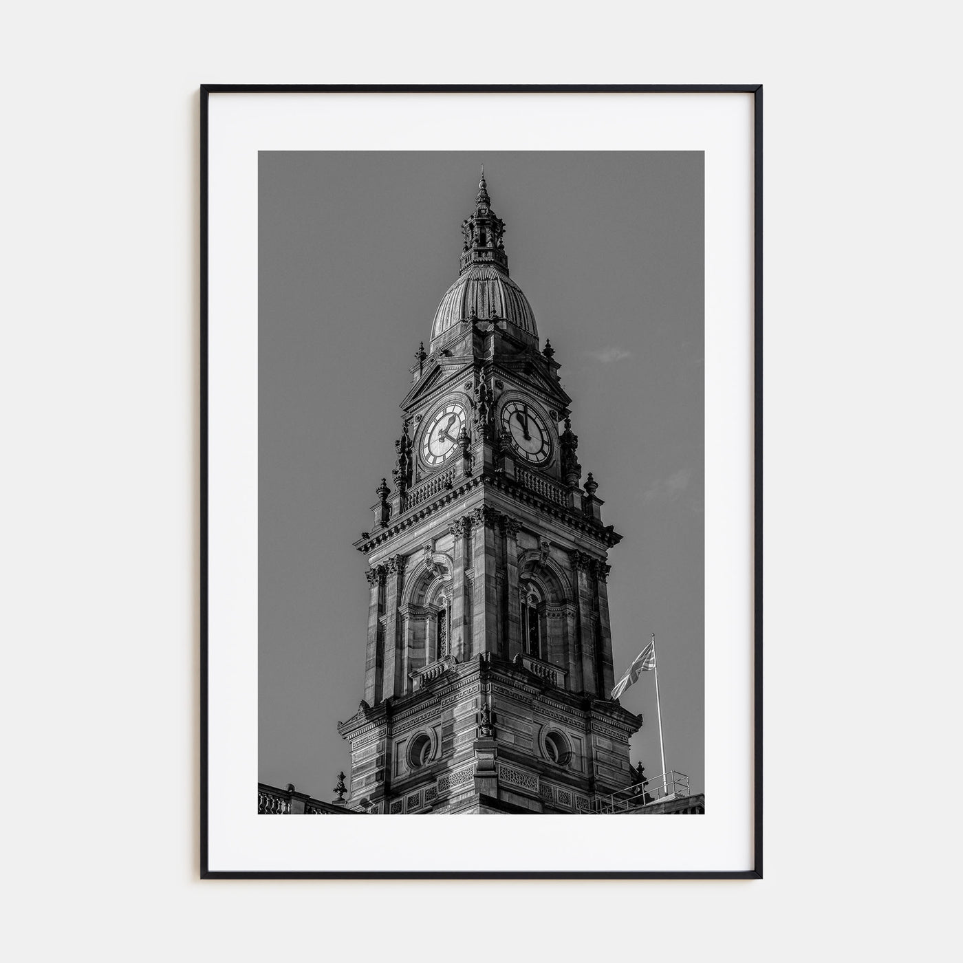 City Clock Pillar Photo B&W No 1 Poster