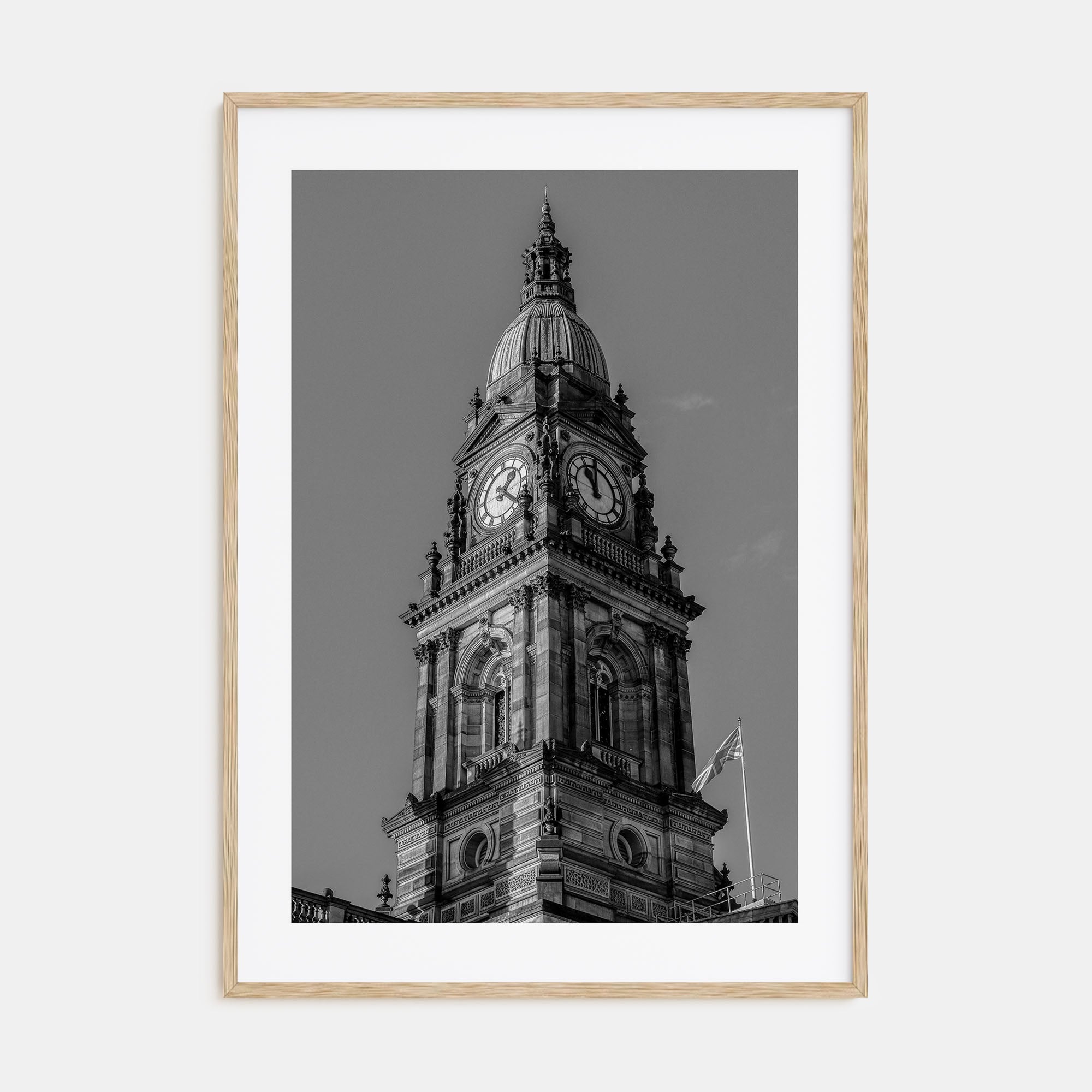 City Clock Pillar Photo B&W No 1 Poster
