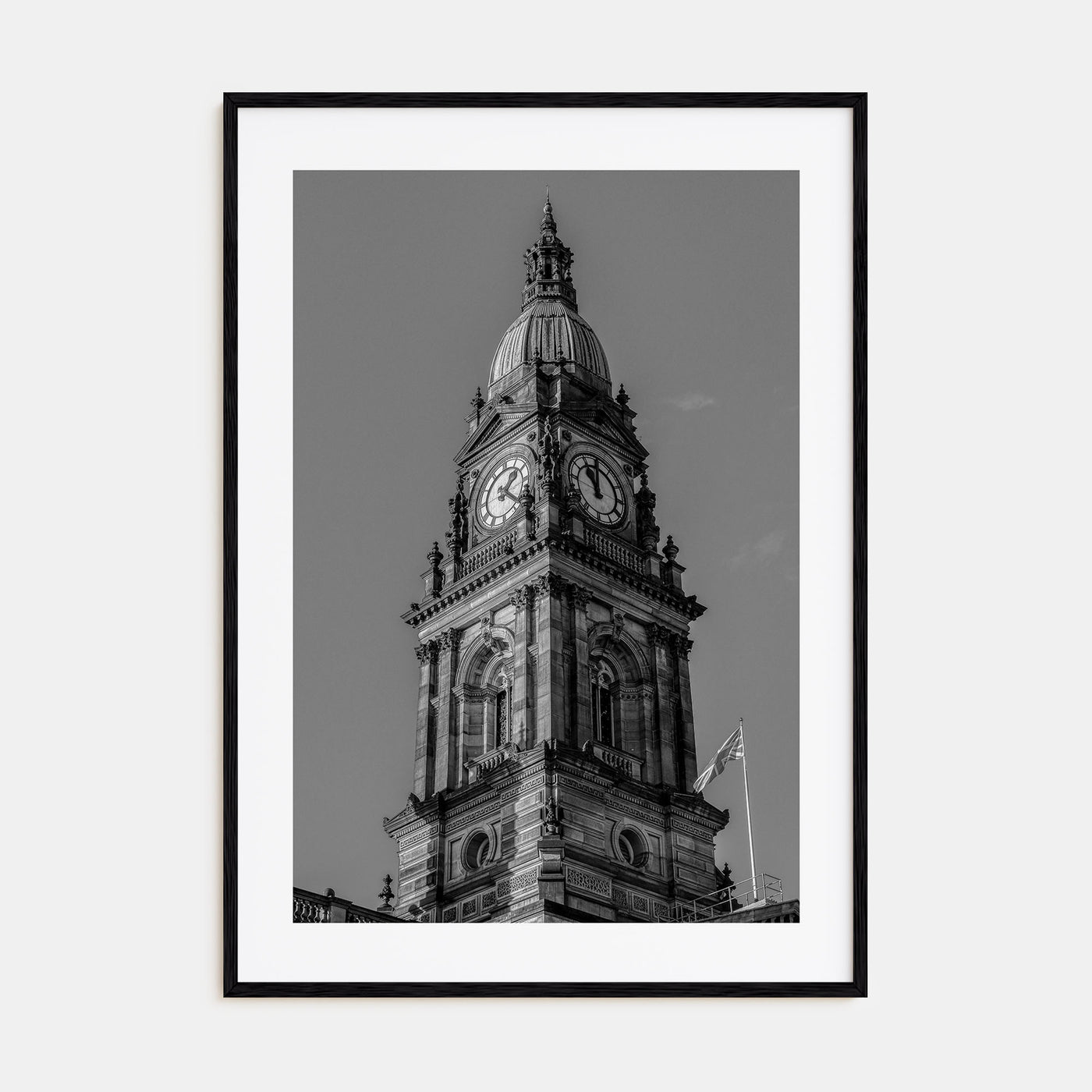 City Clock Pillar Photo B&W No 1 Poster