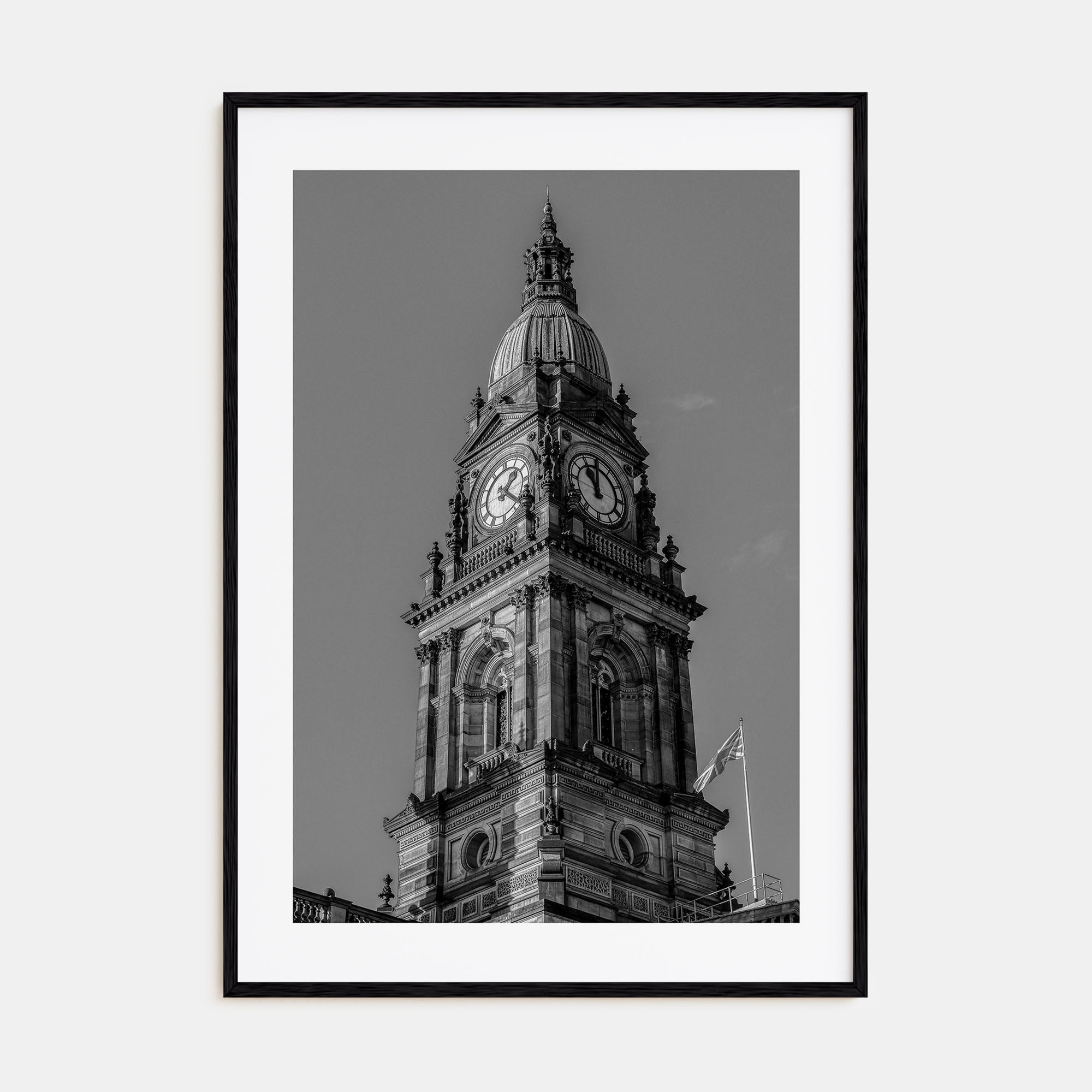 City Clock Pillar Photo B&W No 1 Poster