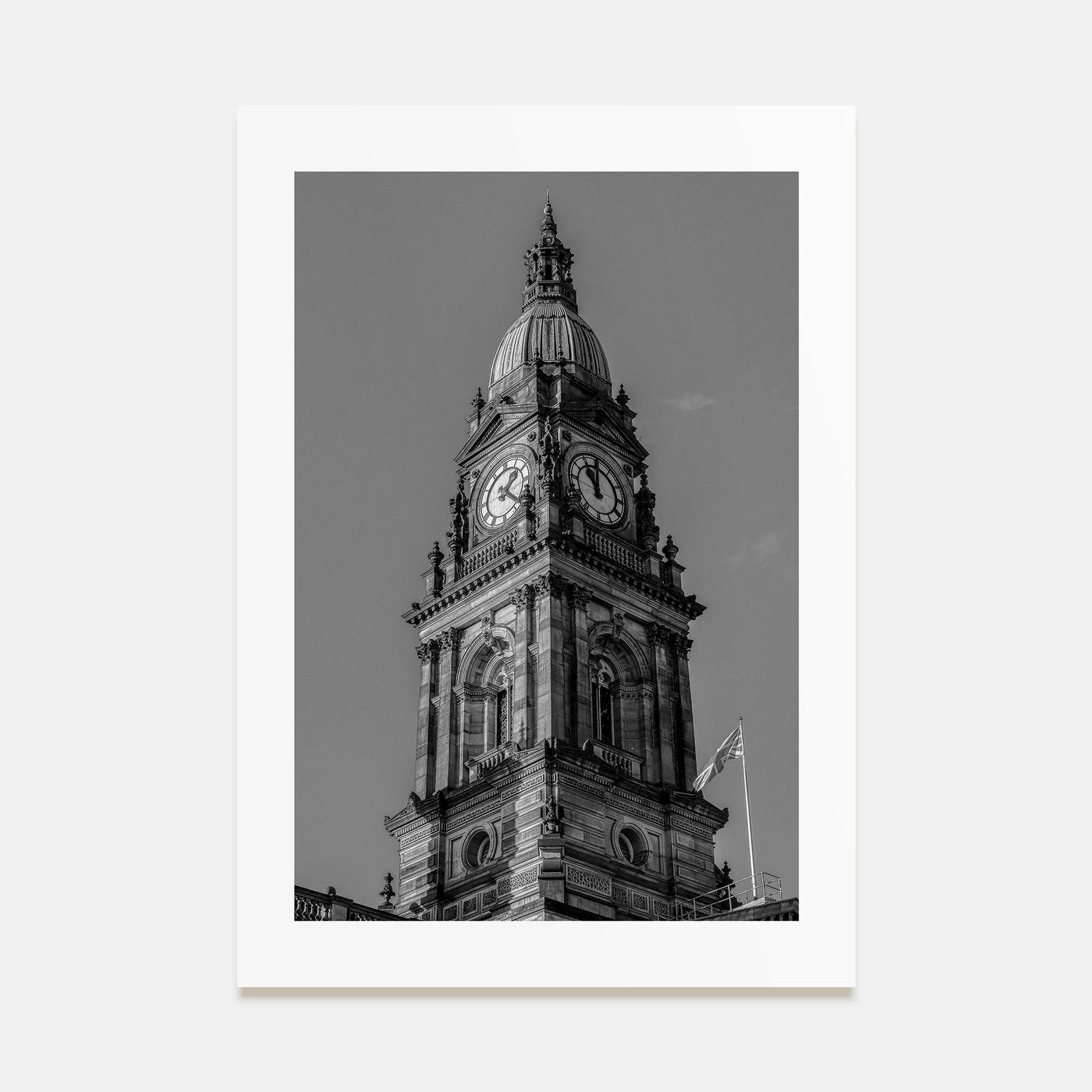 City Clock Pillar Photo B&W No 1 Poster