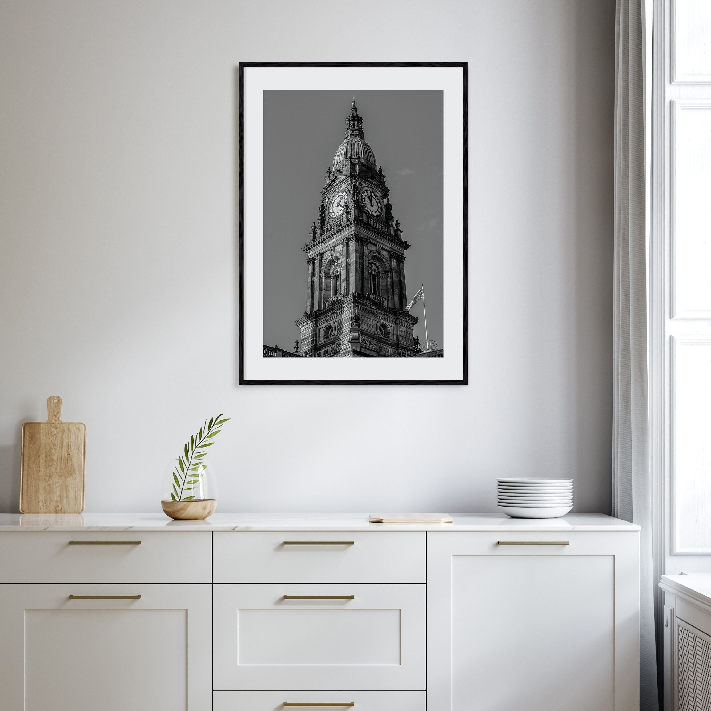 City Clock Pillar Photo B&W No 1 Poster