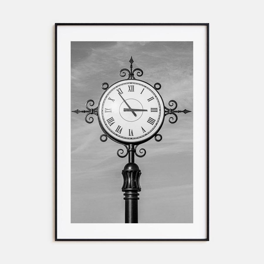 City Clock Pillar Photo B&W No 2 Poster