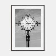 City Clock Pillar Photo B&W No 2 Poster