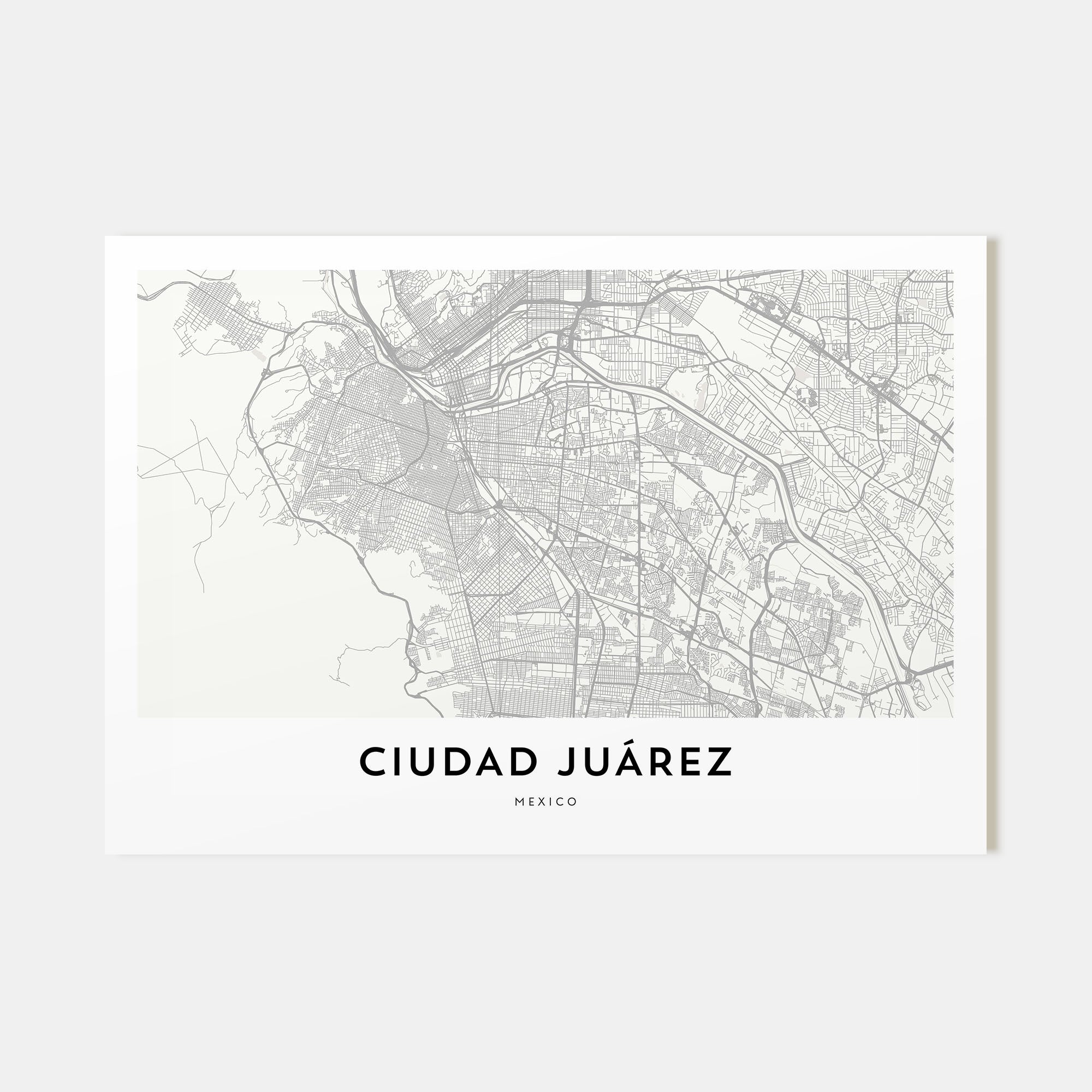Ciudad Juárez Map Landscape Poster