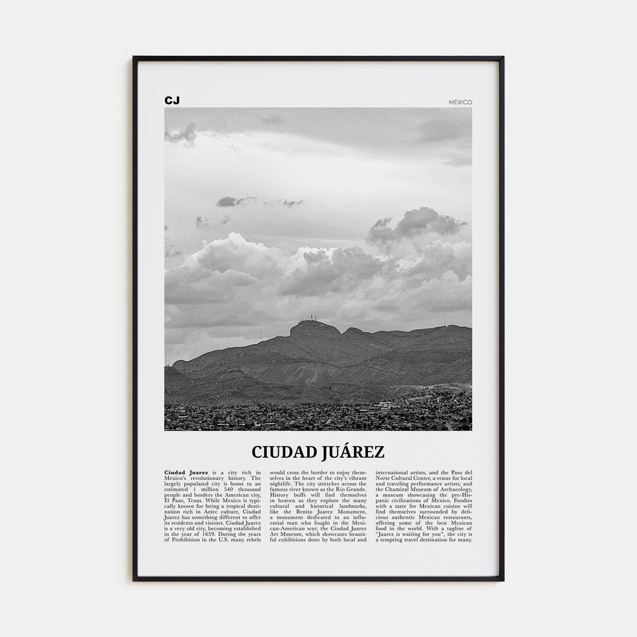 Ciudad Juárez Travel B&W Poster