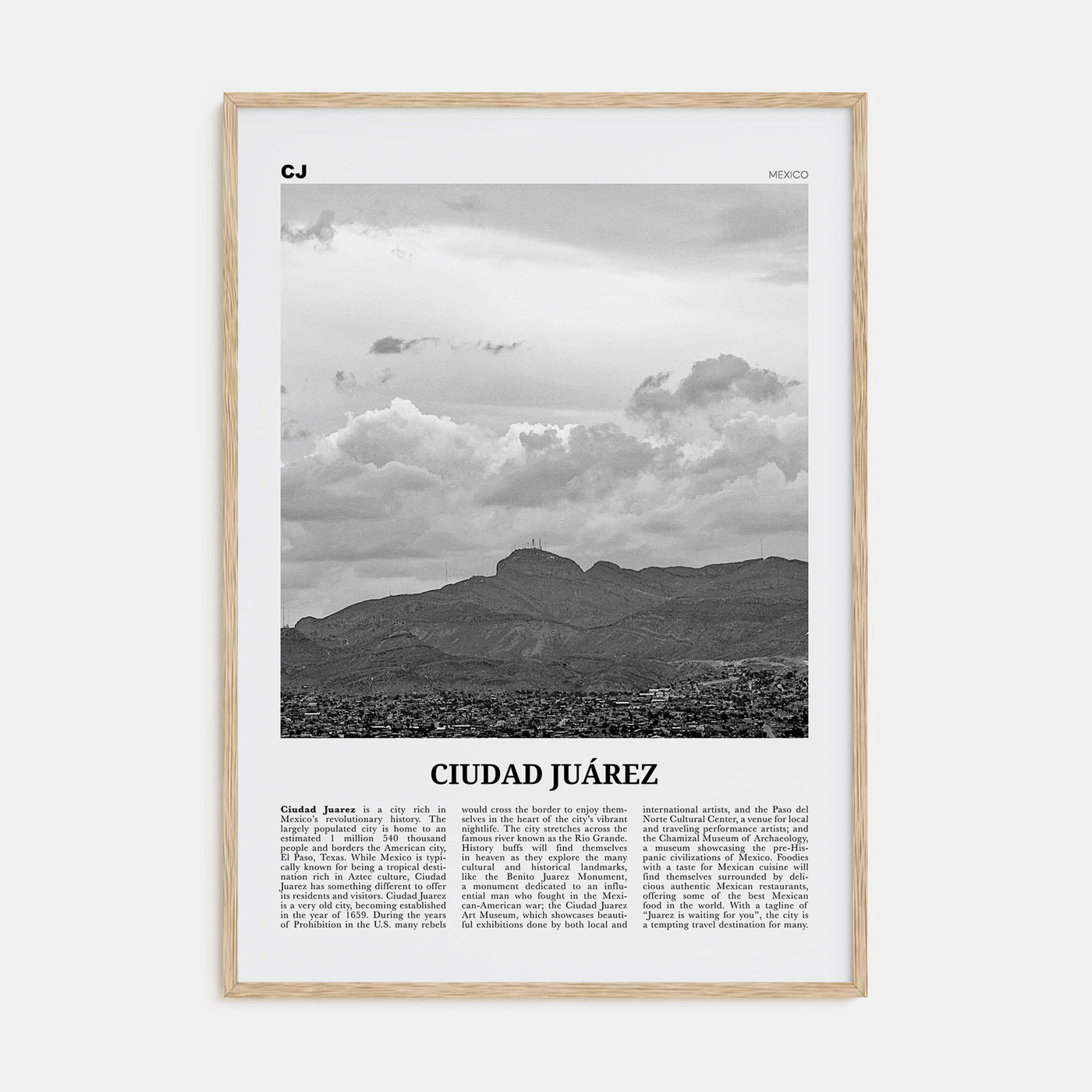 Ciudad Juárez Travel B&W Poster