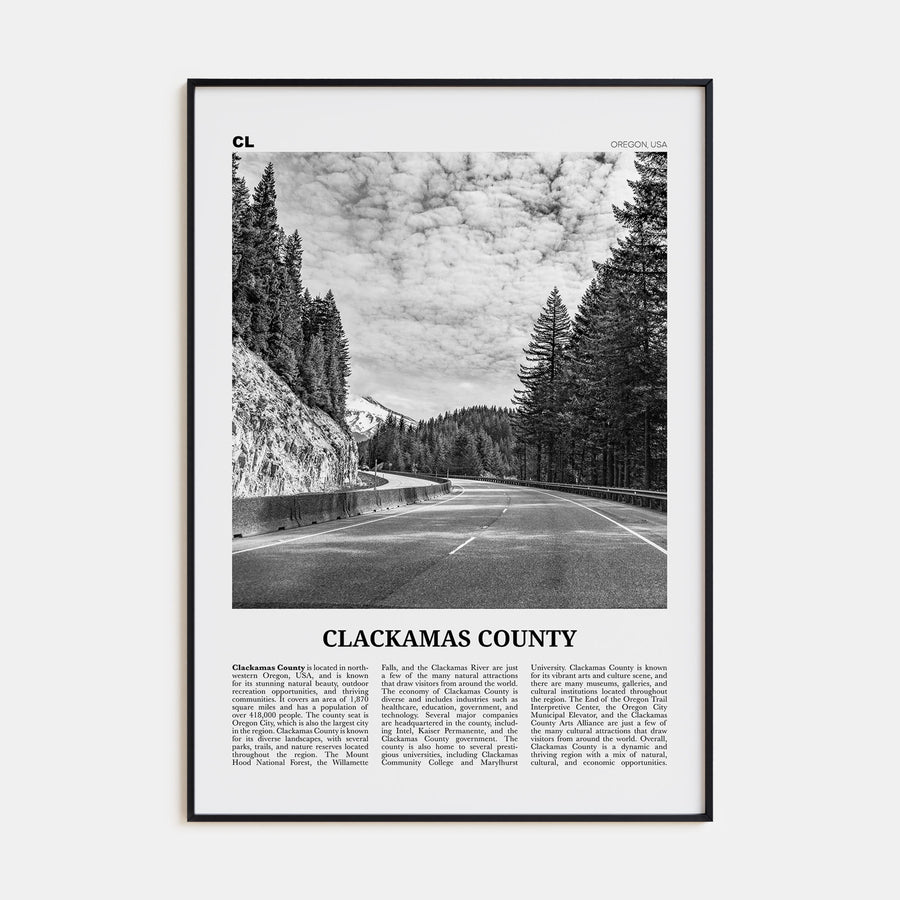 Clackamas County Travel B&W Poster