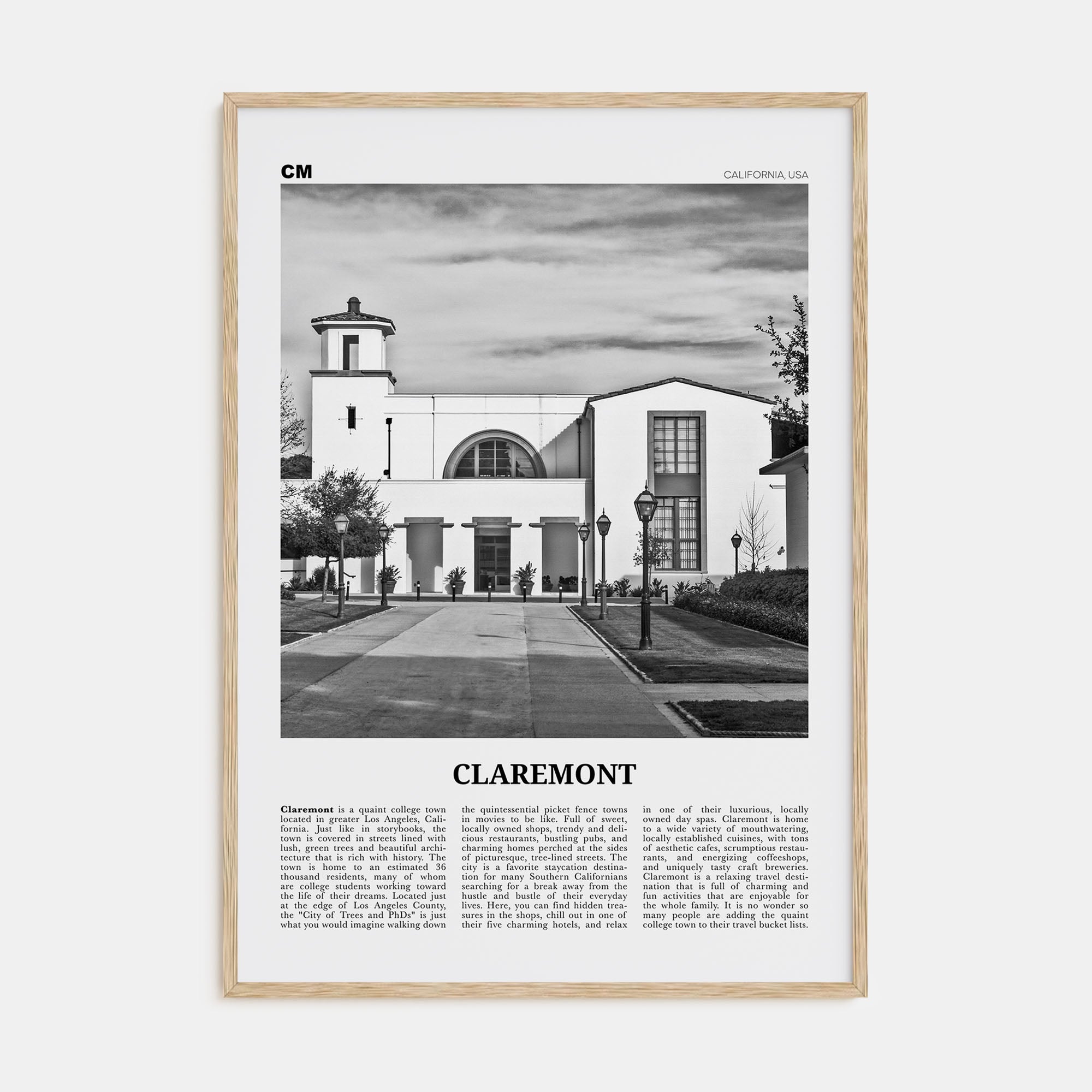 Claremont Travel B&W Poster