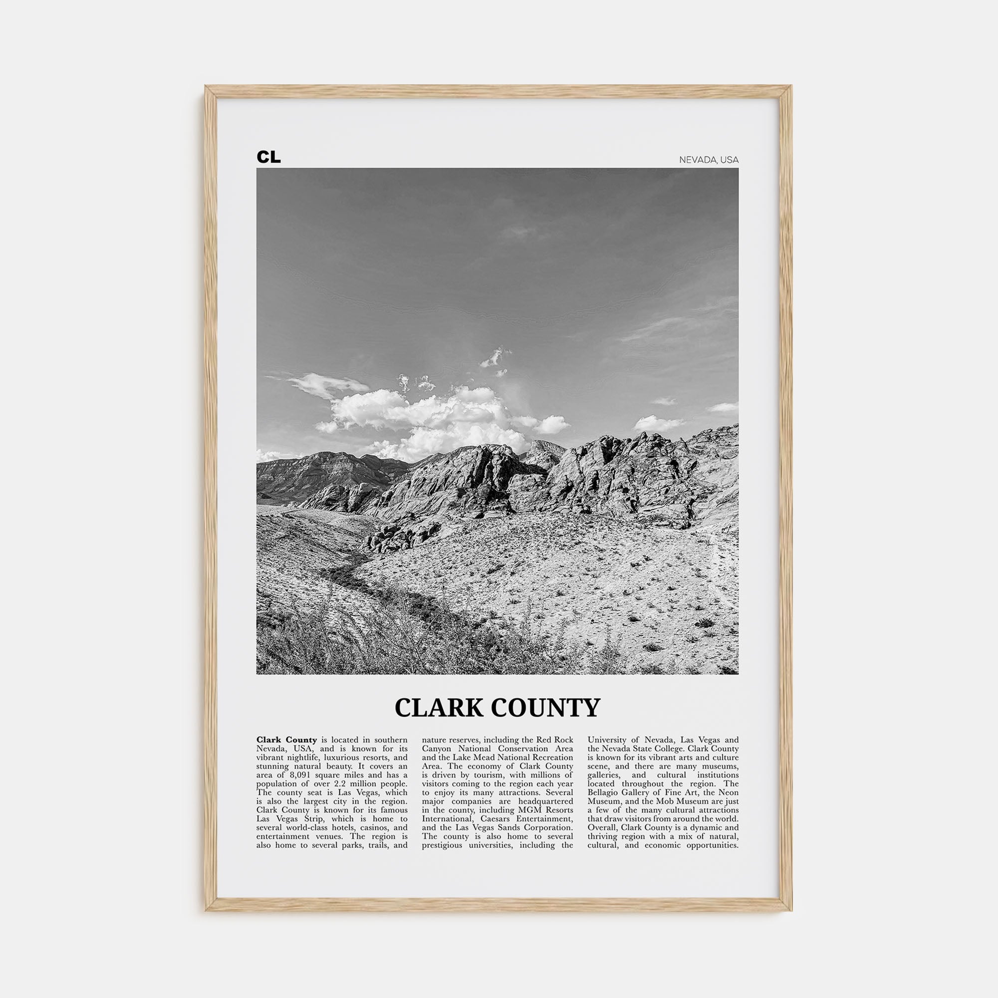 Clark County Travel B&W Poster