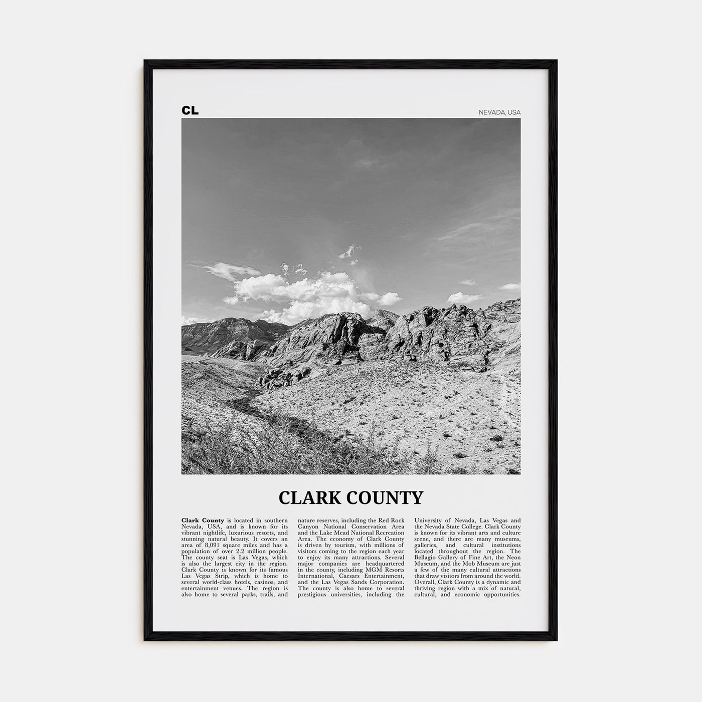 Clark County Travel B&W Poster