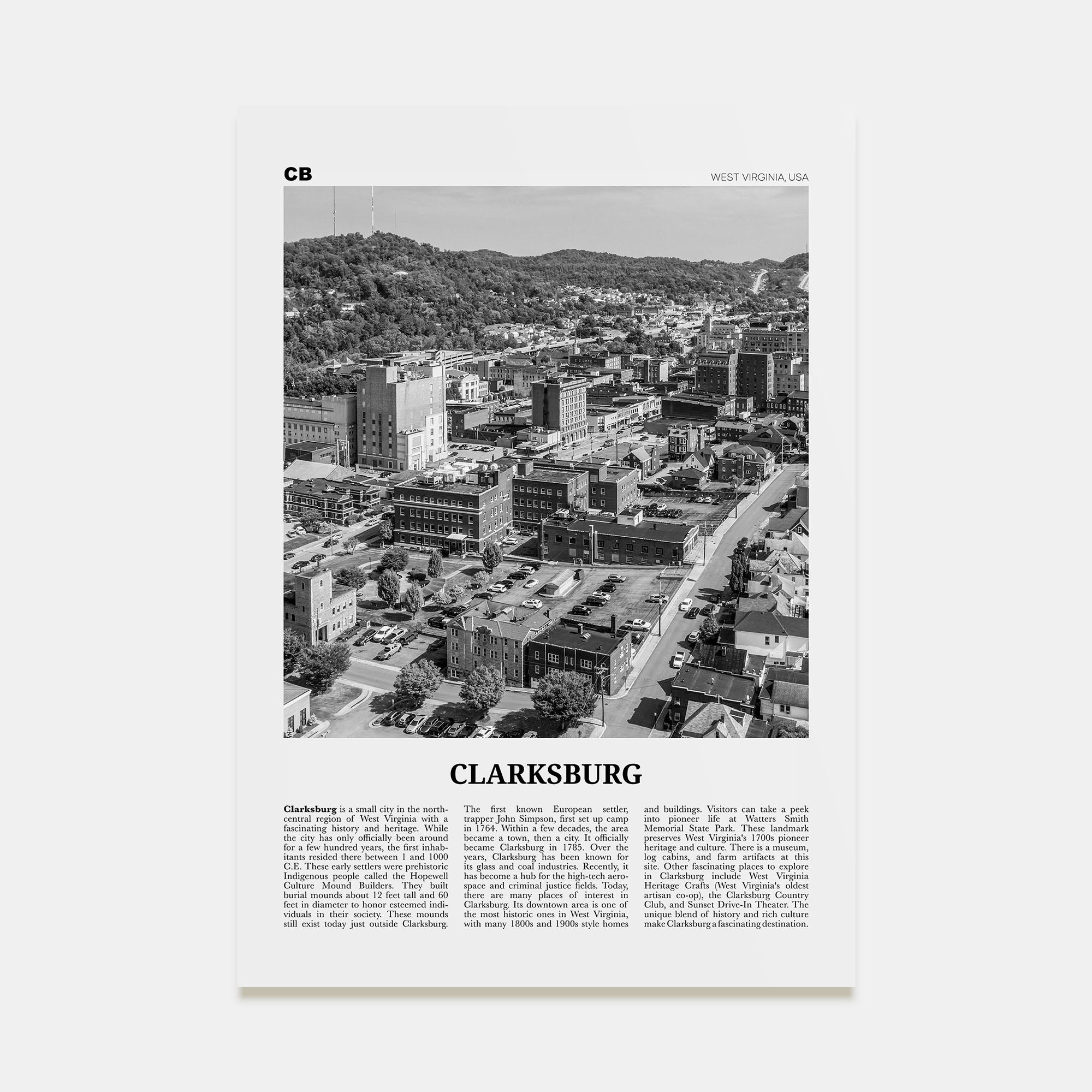 Clarksburg Travel B&W Poster