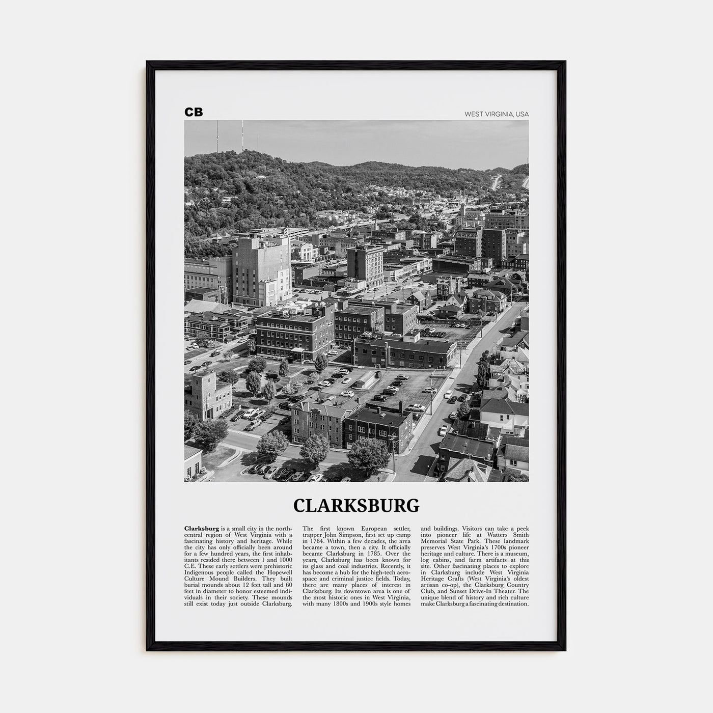 Clarksburg Travel B&W Poster