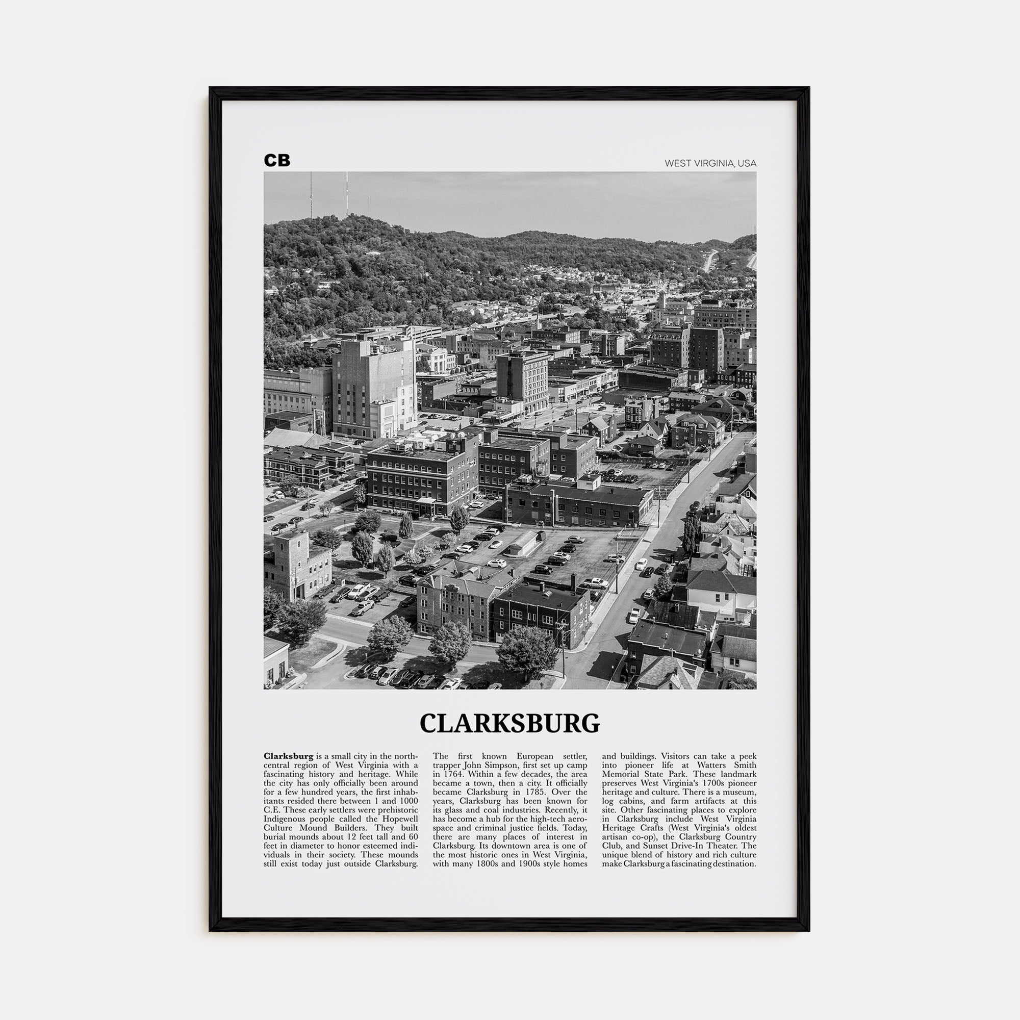 Clarksburg Travel B&W Poster