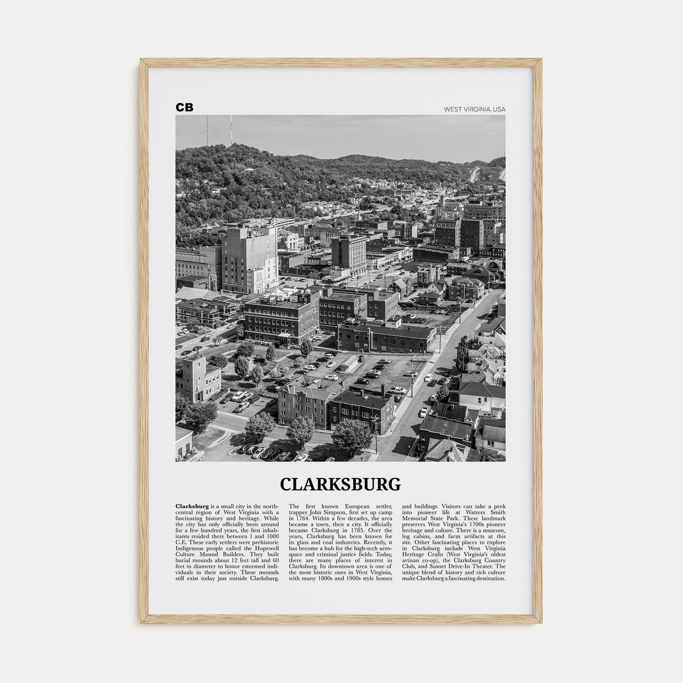 Clarksburg Travel B&W Poster