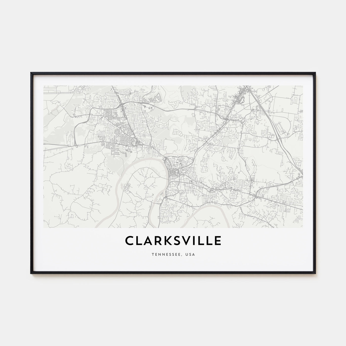 Clarksville Map Landscape Poster