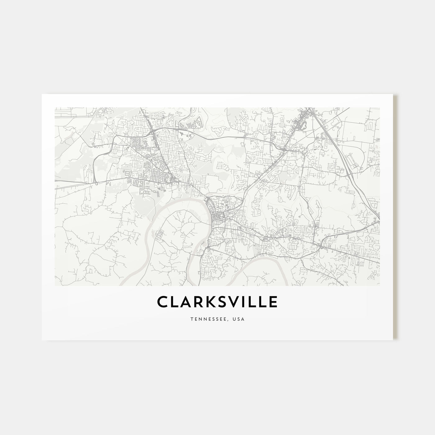 Clarksville Map Landscape Poster