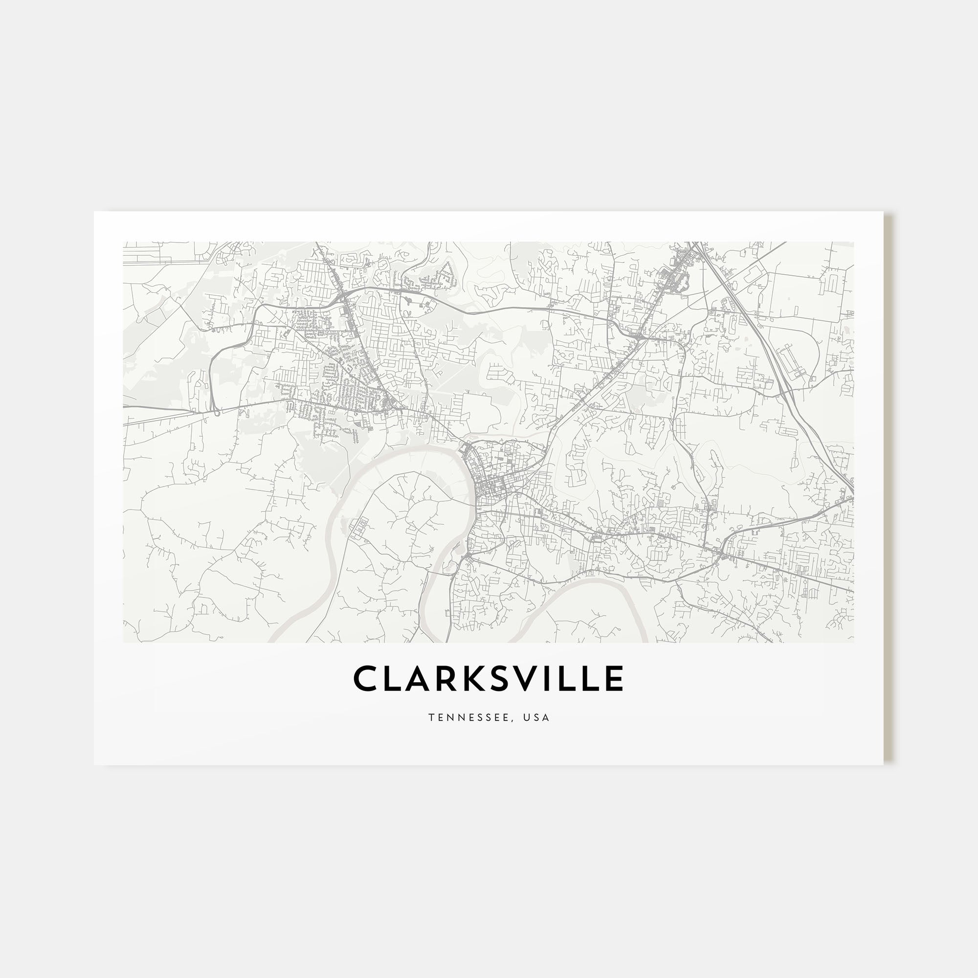 Clarksville Map Landscape Poster