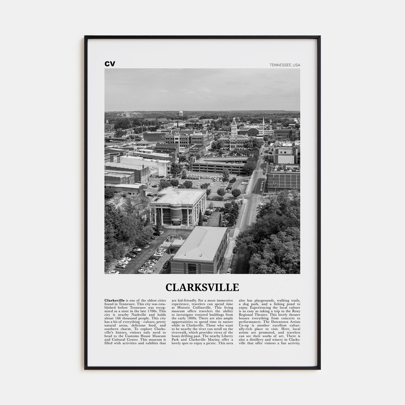 Clarksville Travel B&W Poster