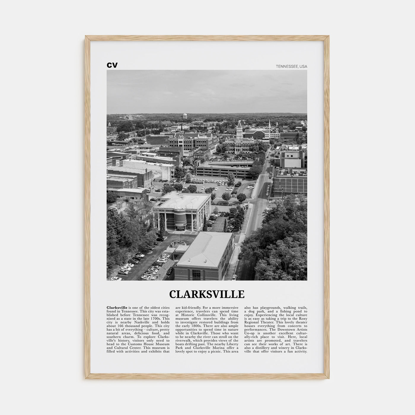 Clarksville Travel B&W Poster