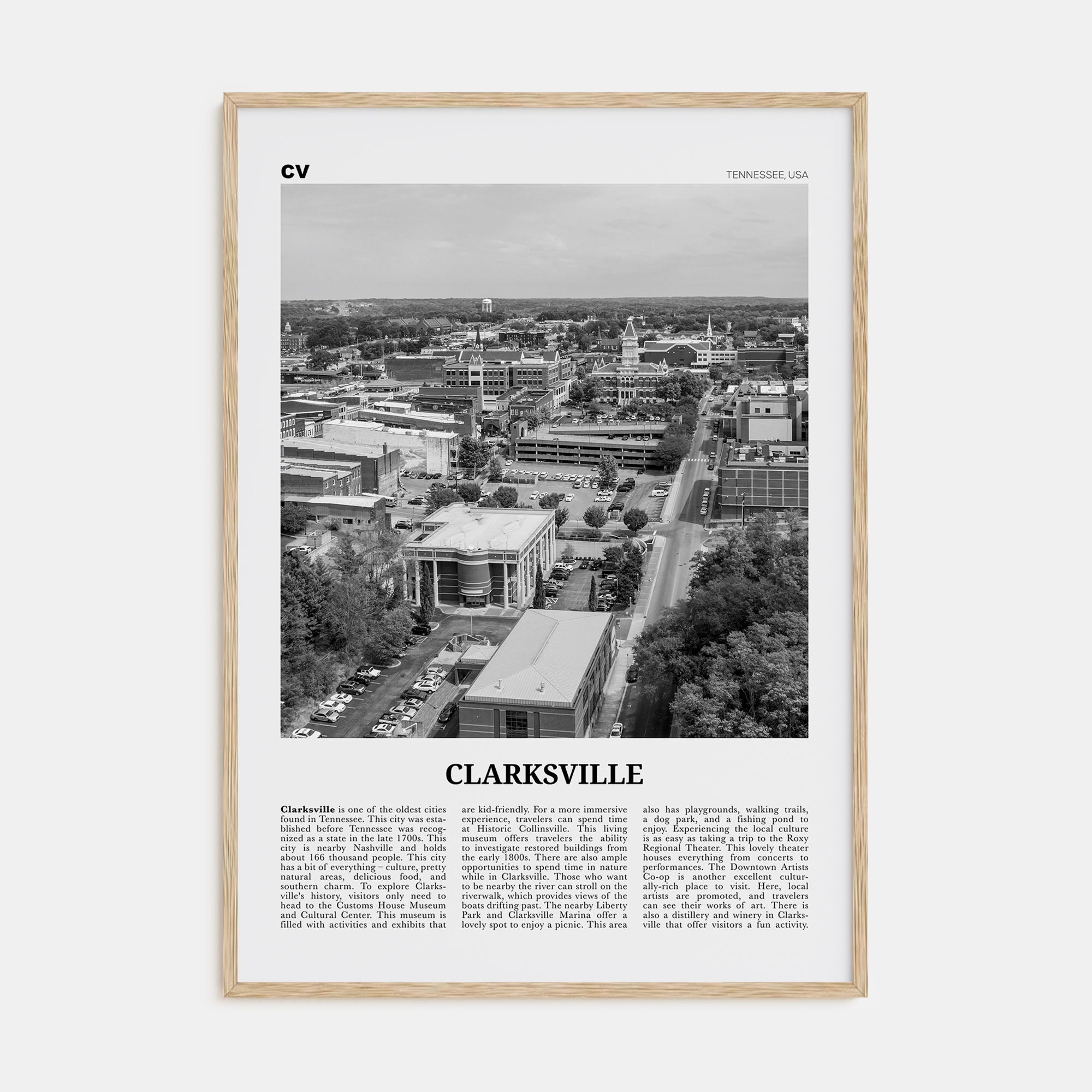 Clarksville Travel B&W Poster