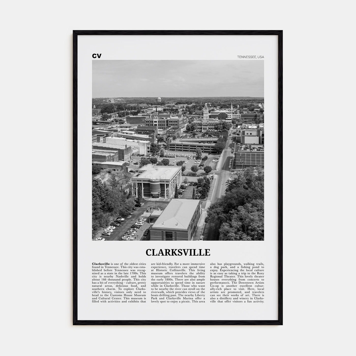 Clarksville Travel B&W Poster