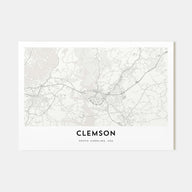 Clemson Map Landscape Poster
