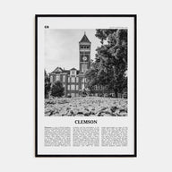 Clemson Travel B&W No 1 Poster