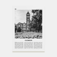 Clemson Travel B&W No 1 Poster