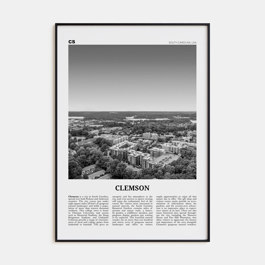 Clemson Travel B&W No 2 Poster