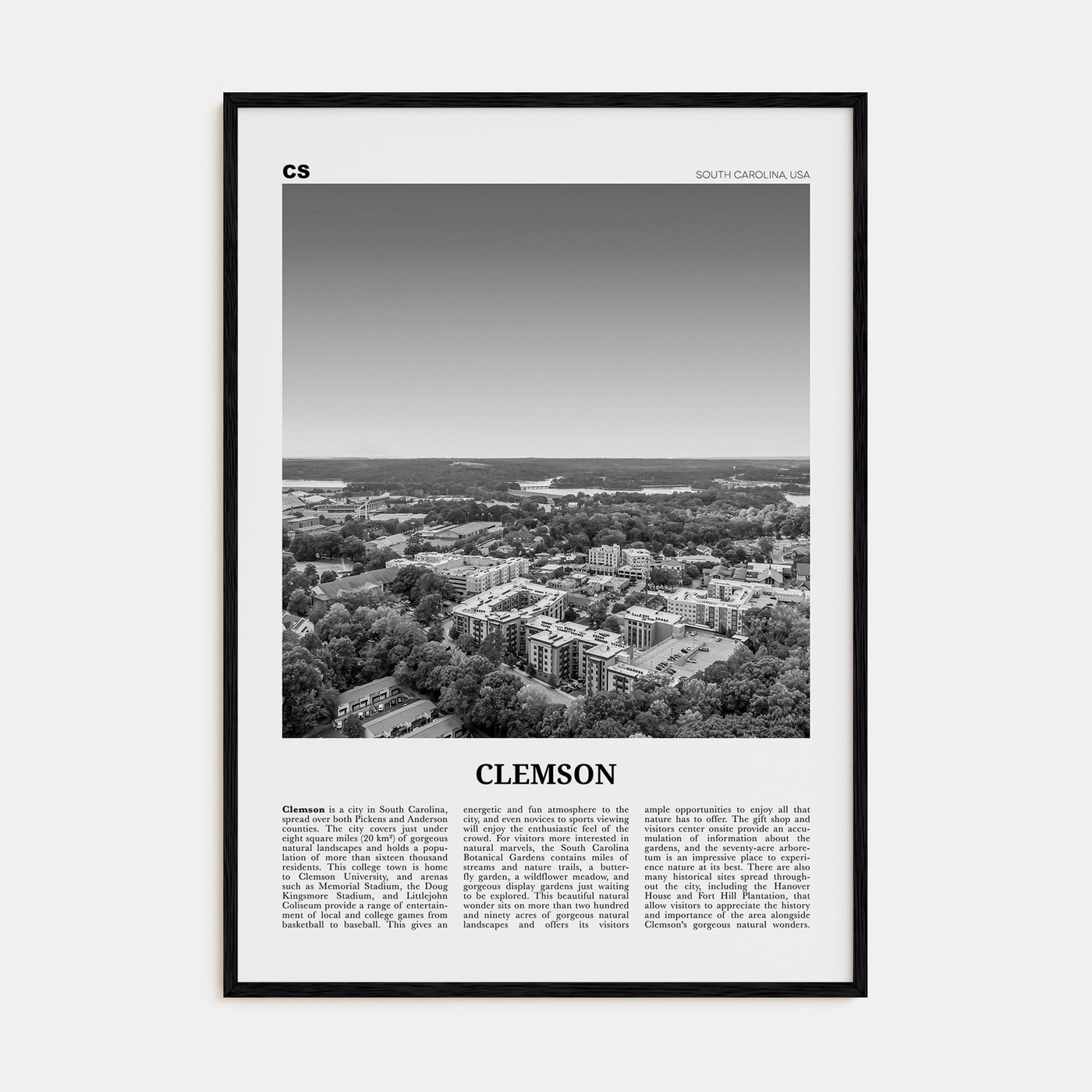 Clemson Travel B&W No 2 Poster