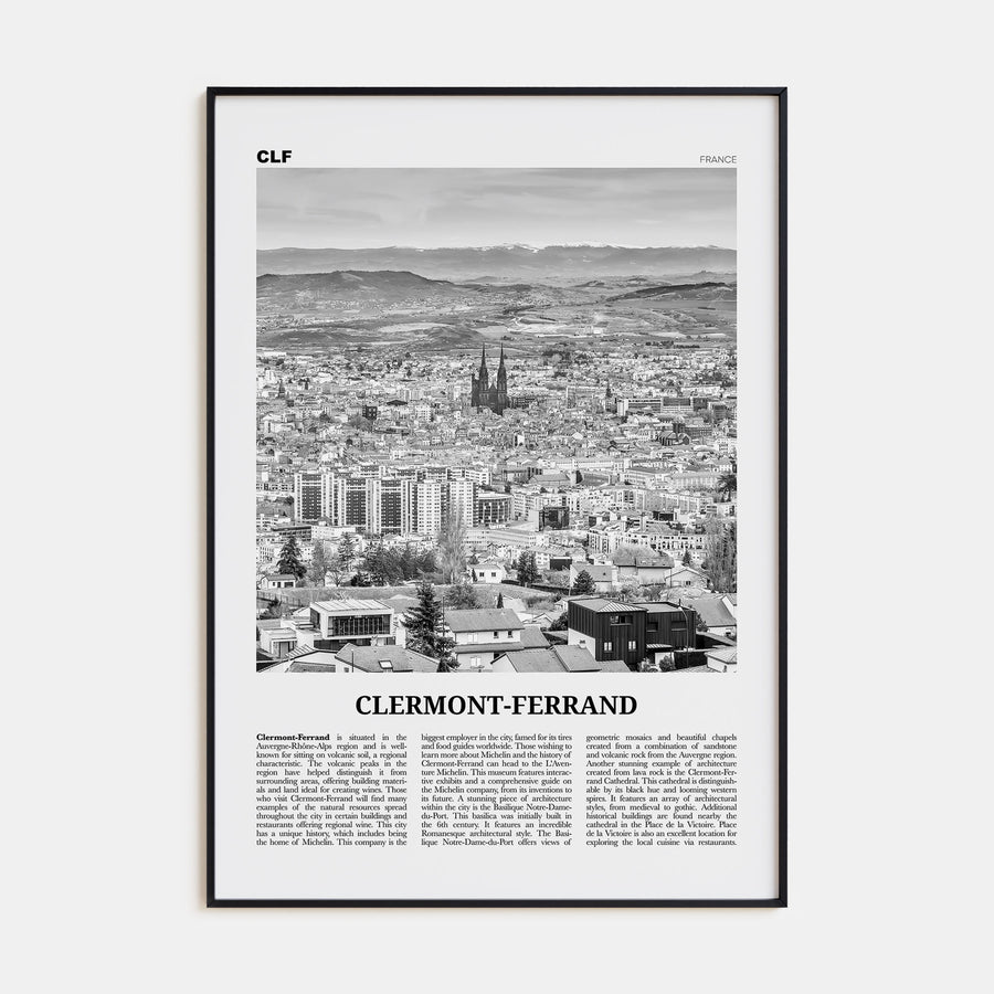 Clermont-Ferrand Travel B&W Poster