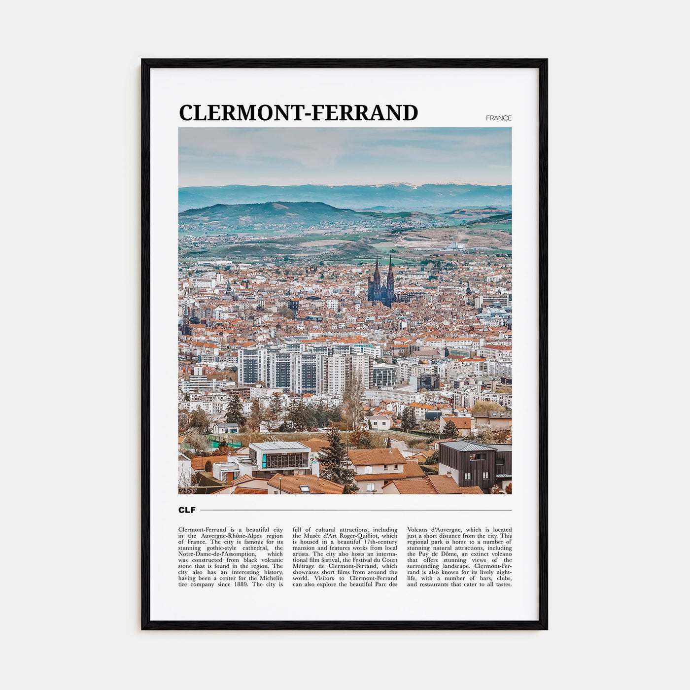 Clermont-Ferrand Travel Color Poster