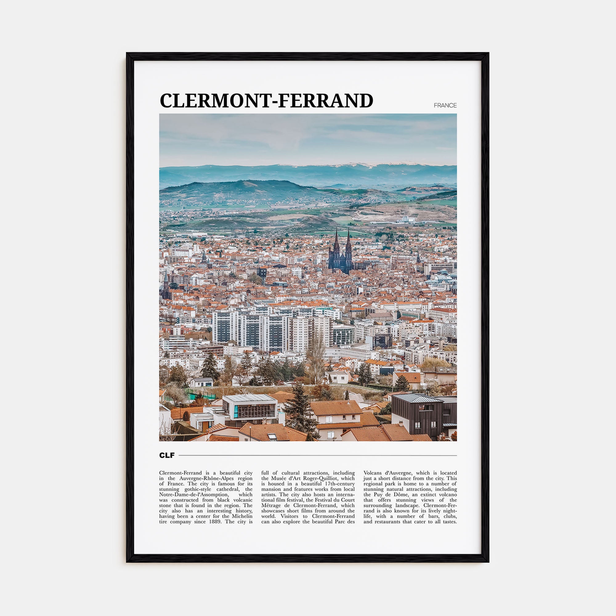 Clermont-Ferrand Travel Color Poster